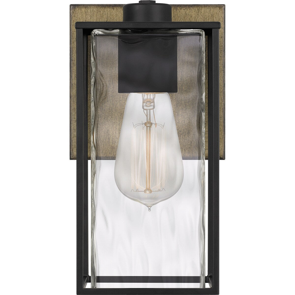 Holsten 1-Light Matte Black Wall Sconce with Clear Hammered Glass - Matte Black