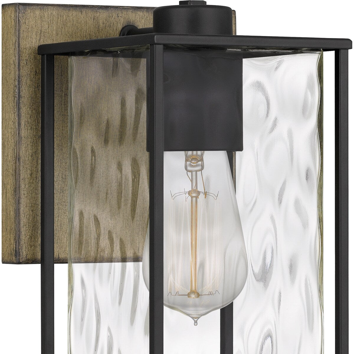 Holsten 1-Light Matte Black Wall Sconce with Clear Hammered Glass - Matte Black