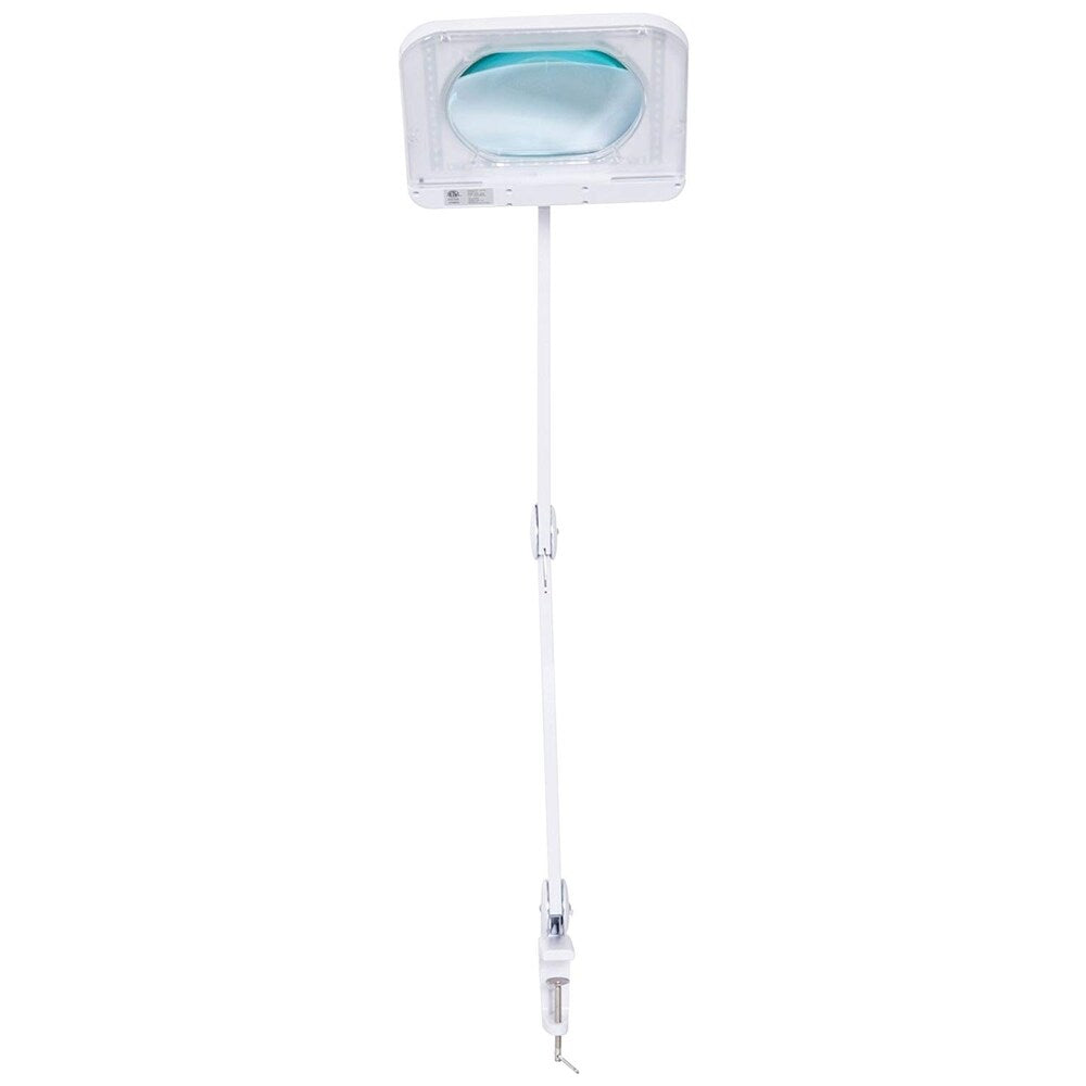 HomCom 3 Diopter 9W LED Illuminated Adjustable Magnifying Clamp On Desk Lamp - White