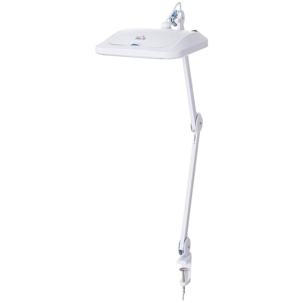 HomCom 3 Diopter 9W LED Illuminated Adjustable Magnifying Clamp On Desk Lamp - White