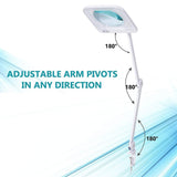 HomCom 3 Diopter 9W LED Illuminated Adjustable Magnifying Clamp On Desk Lamp - White