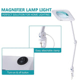 HomCom 3 Diopter 9W LED Illuminated Adjustable Magnifying Clamp On Desk Lamp - White