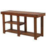 HomCom 3-Tier Acacia Wood Rustic Country Entryway Bench With Shoe Storage