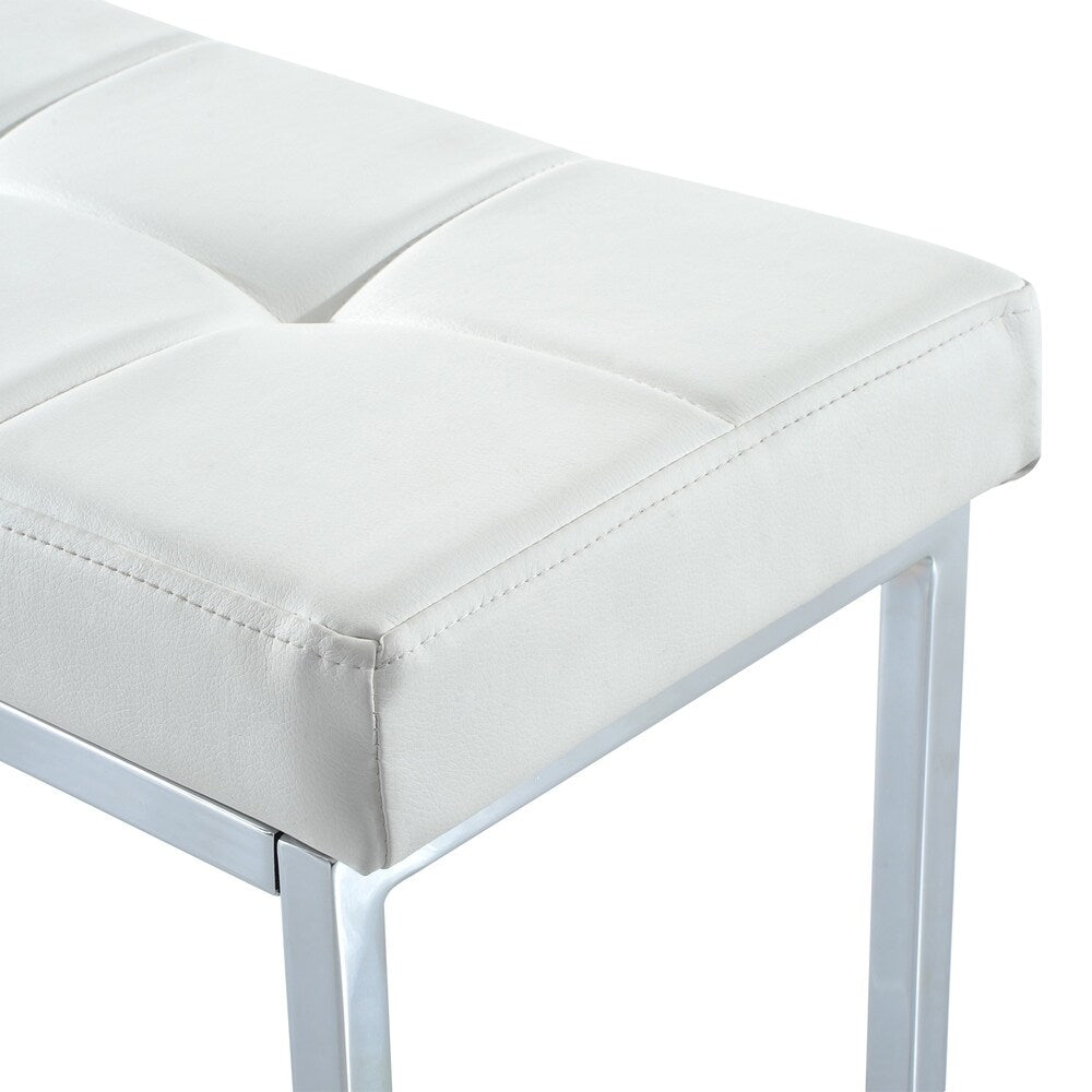 HomCom 39" Contemporary Tufted PU Leather Chrome Base Entryway Bench