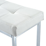 HomCom 39" Contemporary Tufted PU Leather Chrome Base Entryway Bench