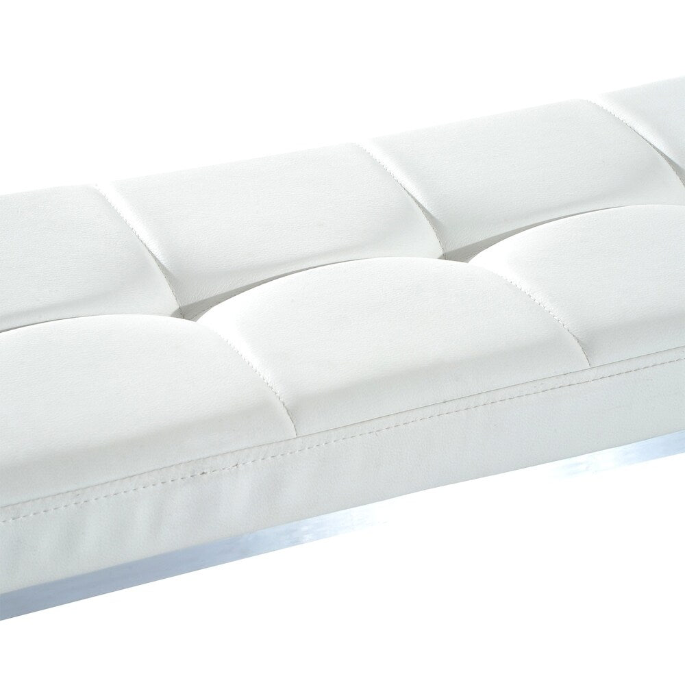 HomCom 39" Contemporary Tufted PU Leather Chrome Base Entryway Bench