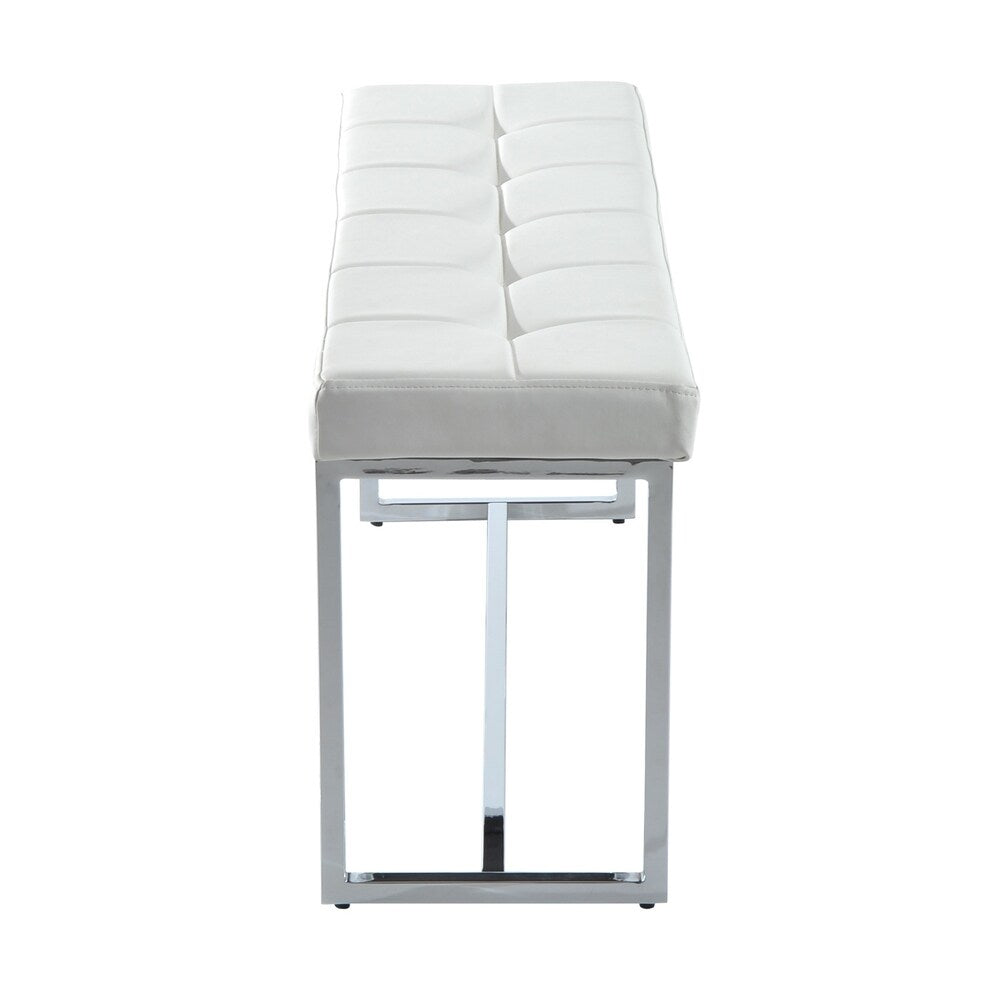 HomCom 39" Contemporary Tufted PU Leather Chrome Base Entryway Bench