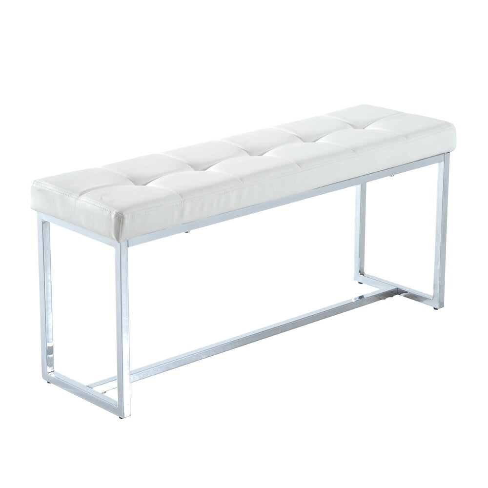 HomCom 39" Contemporary Tufted PU Leather Chrome Base Entryway Bench
