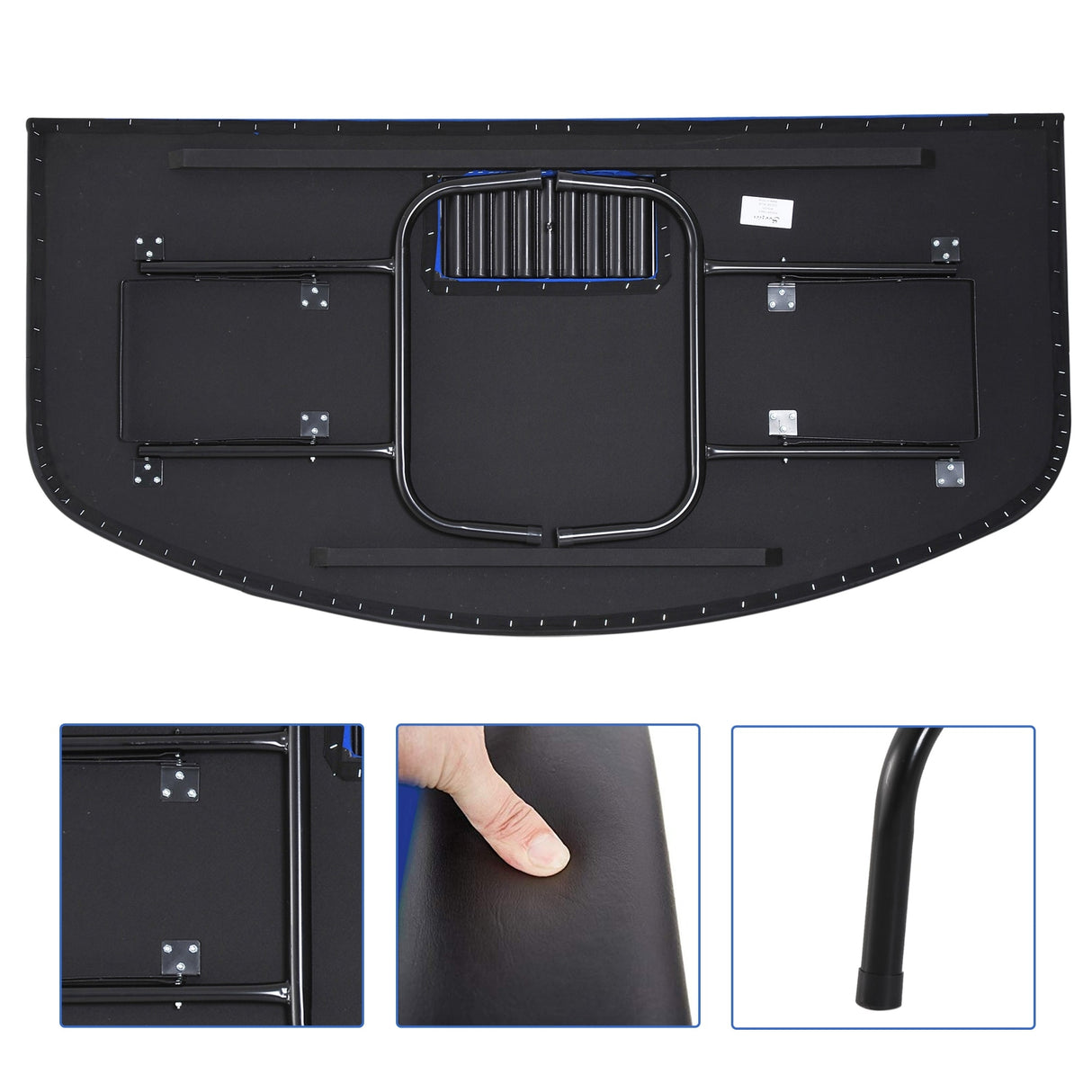 HomCom 72" 7 Player Foldable Half Poker Table - Blue/Black