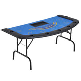 HomCom 72" 7 Player Foldable Half Poker Table - Blue/Black