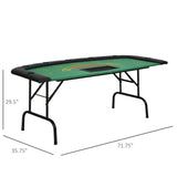 HomCom 72" 7 Player Foldable Half Poker Table - Blue/Black