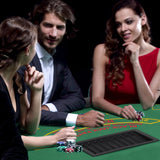 HomCom 72" 7 Player Foldable Half Poker Table - Blue/Black