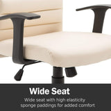 HomCom Ergonomic Desktop Computer Chair with Lumbar Support and Arms - Cream White