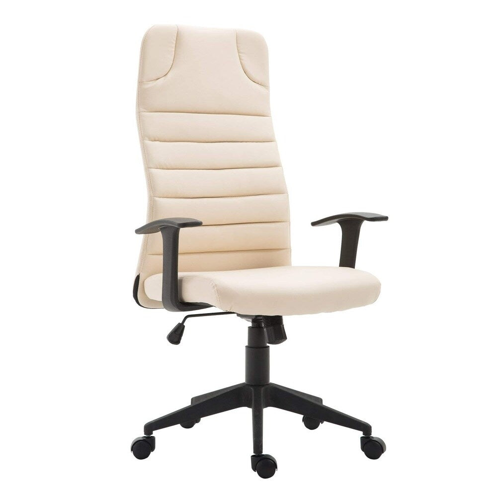 HomCom Ergonomic Desktop Computer Chair with Lumbar Support and Arms - Cream White