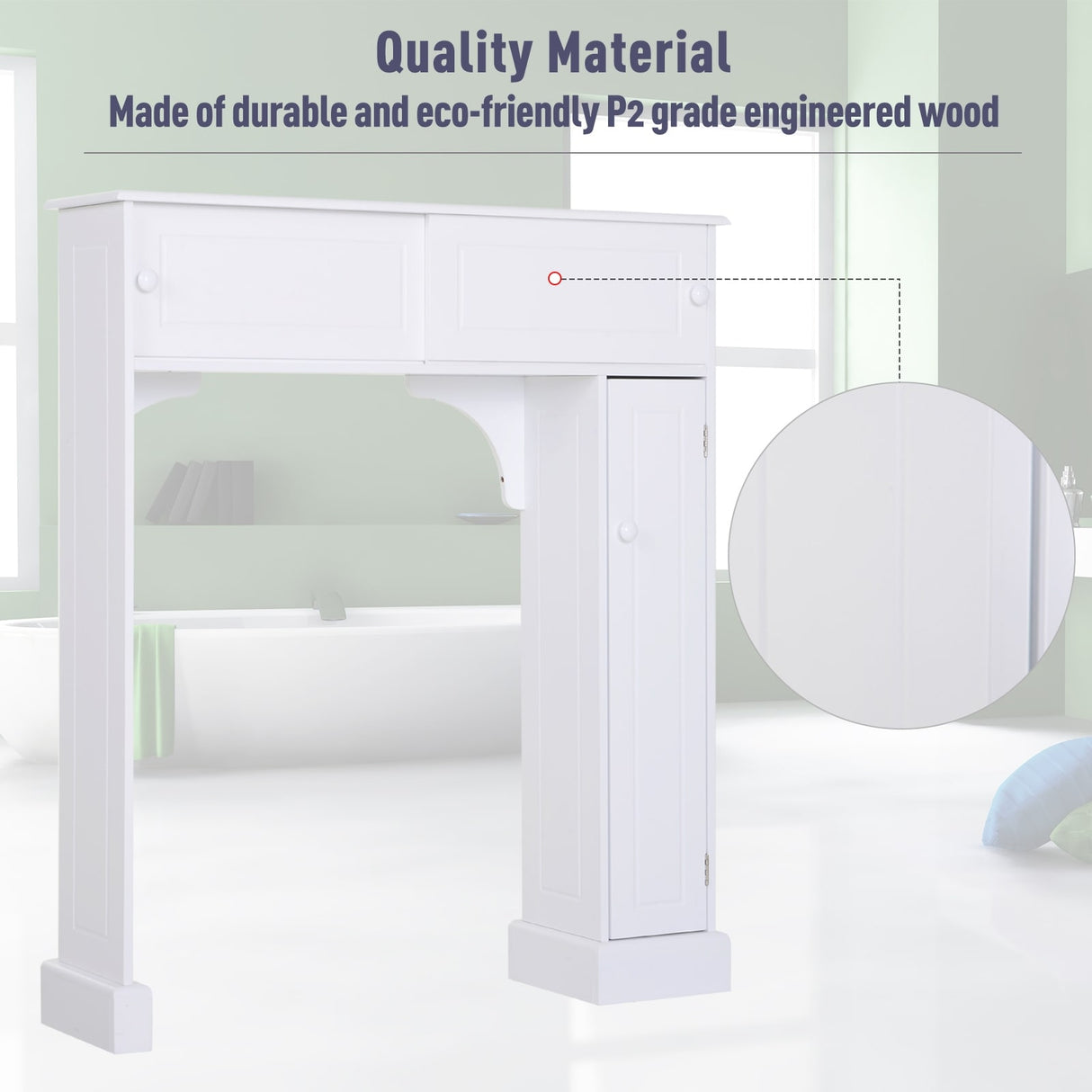 HomCom Freestanding Over Toilet Bathroom Storage Cabinet - White - 35*9*41