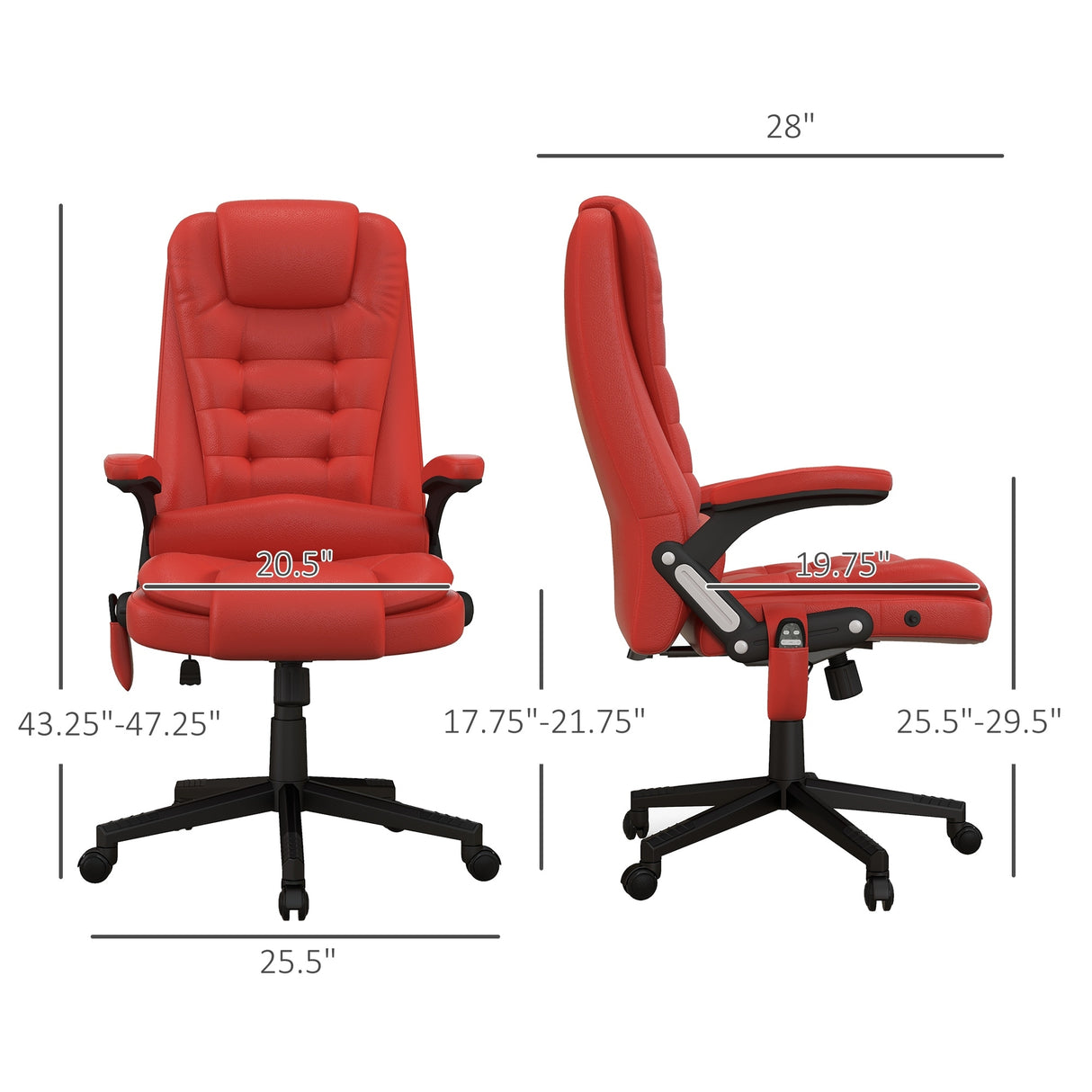 HomCom High Back Executive Massage Office Chair: Faux Leather, Heated, Reclining, 6 Point Vibration