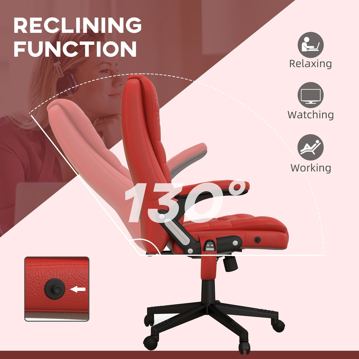 HomCom High Back Executive Massage Office Chair: Faux Leather, Heated, Reclining, 6 Point Vibration