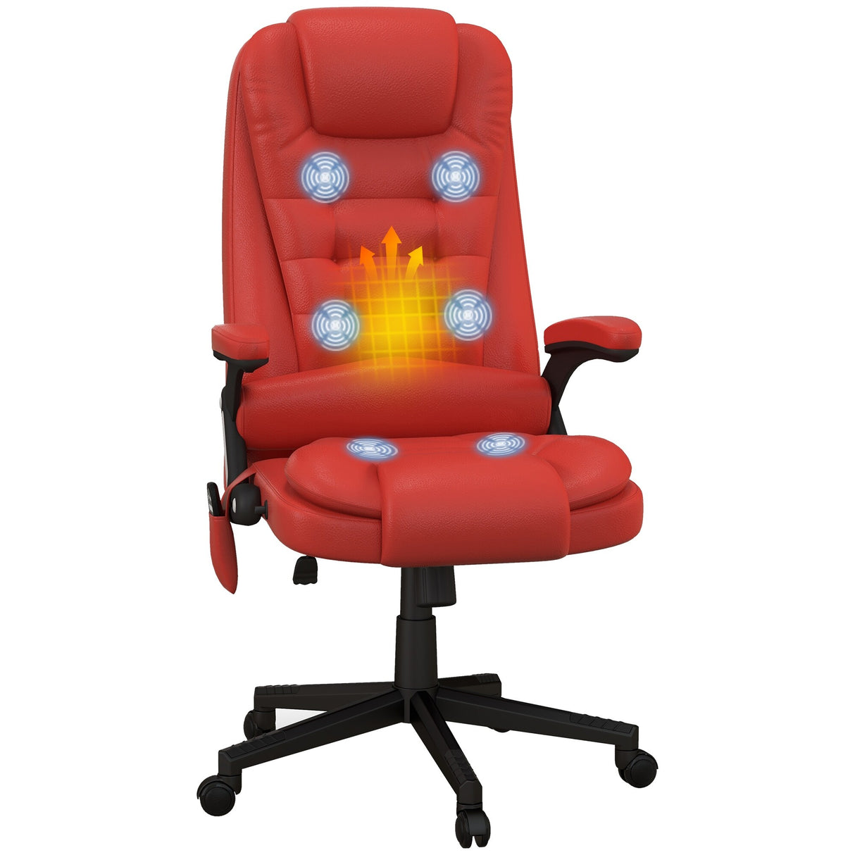 HomCom High Back Executive Massage Office Chair: Faux Leather, Heated, Reclining, 6 Point Vibration