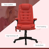 HomCom High Back Executive Massage Office Chair: Faux Leather, Heated, Reclining, 6 Point Vibration