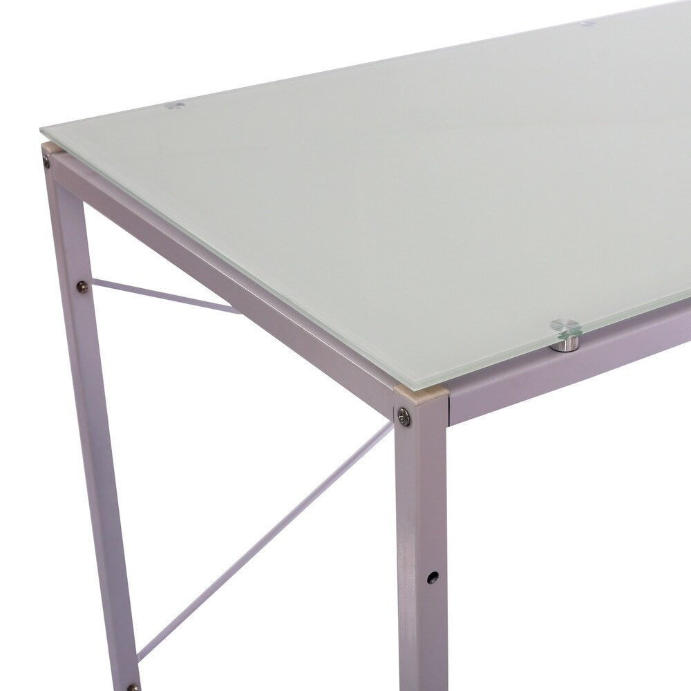 HomCom 50" Modern Office Desk With Storage Shelves Bookcase - White
