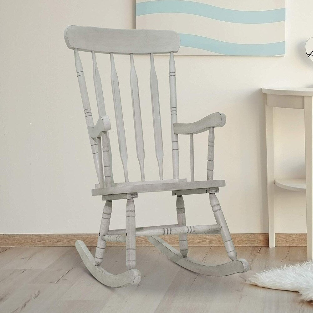 Rubberwood Indoor / Outdoor Porch Slat Rocking Chair