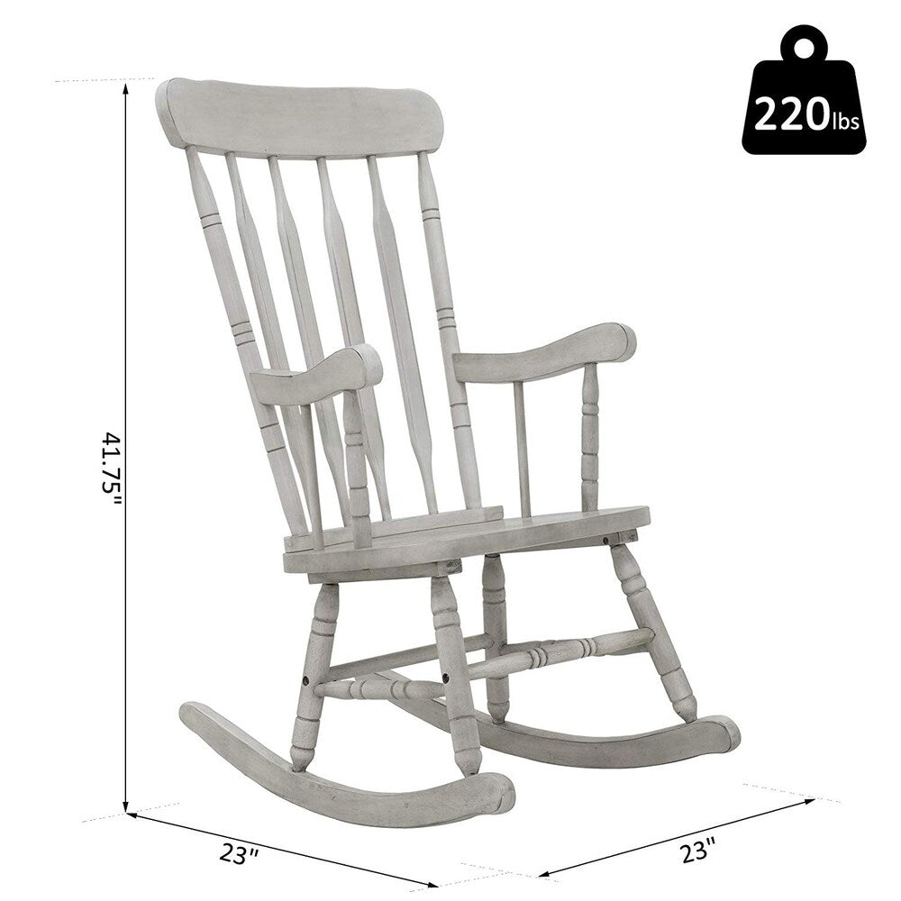 Rubberwood Indoor / Outdoor Porch Slat Rocking Chair