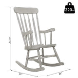 Rubberwood Indoor / Outdoor Porch Slat Rocking Chair