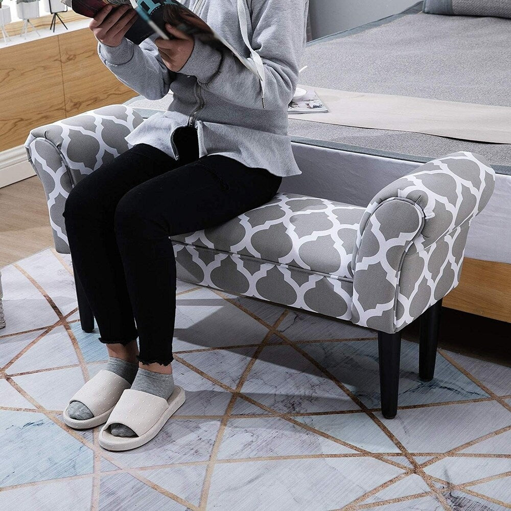 HOMCOM Small Linen Upholstered Ottoman Bench