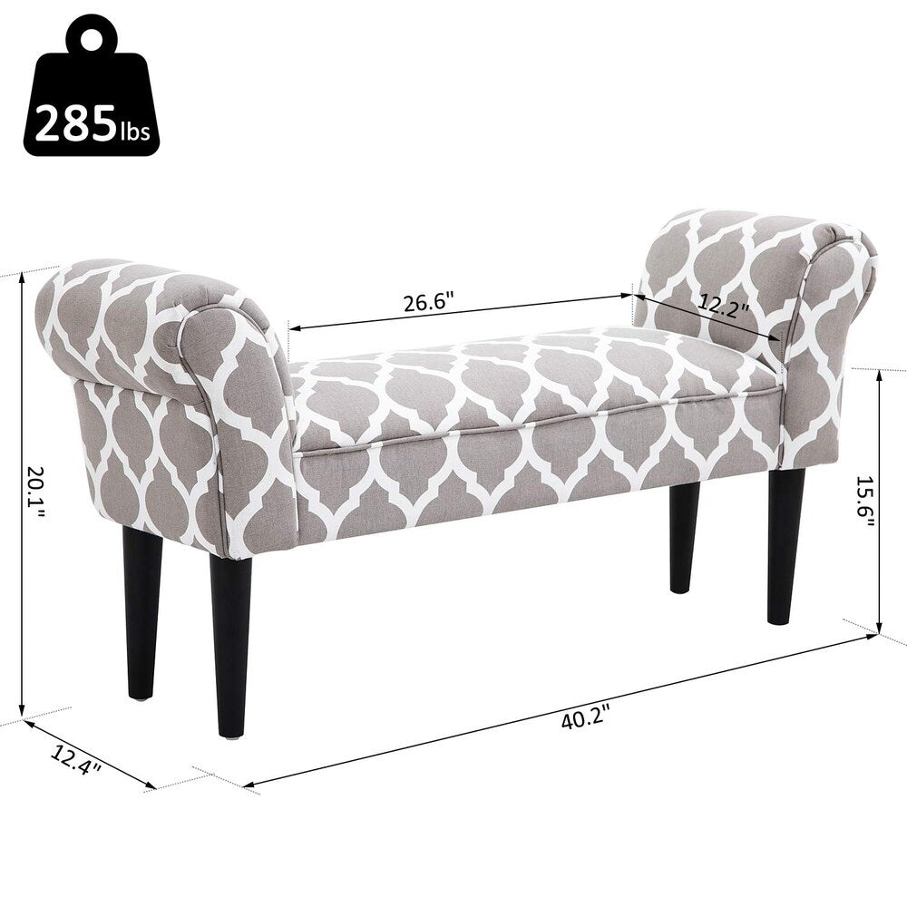 HOMCOM Small Linen Upholstered Ottoman Bench