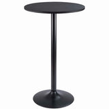 Homall Bistro Pub Table Round Bar Height Cocktail Table Metal Base MDF Top Obsidian Table with Black Leg 23.8inch Top - N/A