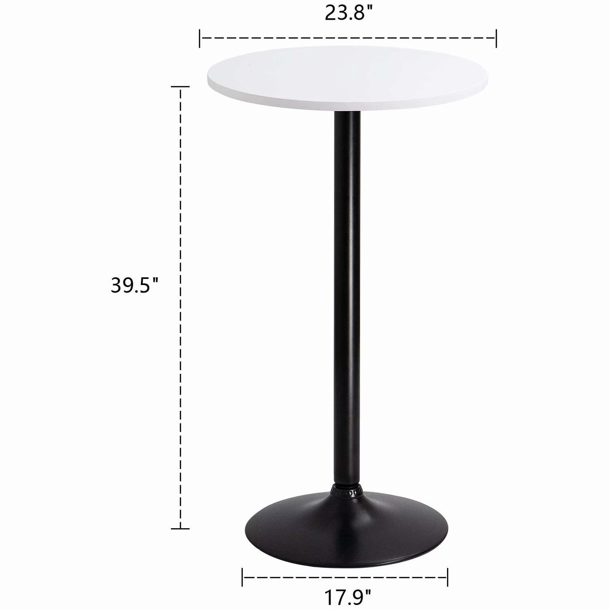 Homall Bistro Pub Table Round Bar Height Cocktail Table Metal Base MDF Top Obsidian Table with Black Leg 23.8inch Top - N/A