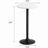 Homall Bistro Pub Table Round Bar Height Cocktail Table Metal Base MDF Top Obsidian Table with Black Leg 23.8inch Top - N/A