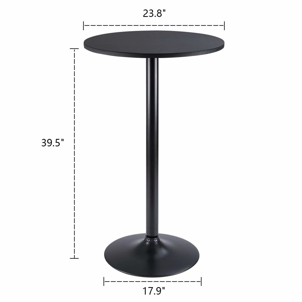Homall Bistro Pub Table Round Bar Height Cocktail Table Metal Base MDF Top Obsidian Table with Black Leg 23.8inch Top - N/A