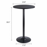 Homall Bistro Pub Table Round Bar Height Cocktail Table Metal Base MDF Top Obsidian Table with Black Leg 23.8inch Top - N/A