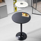 Homall Bistro Pub Table Round Bar Height Cocktail Table Metal Base MDF Top Obsidian Table with Black Leg 23.8inch Top - N/A