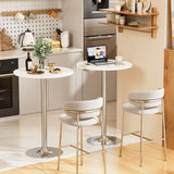 Homall Bistro Pub Table Round Bar Height Cocktail Table Metal Base MDF Top Obsidian Table with Black Leg 23.8inch Top - N/A