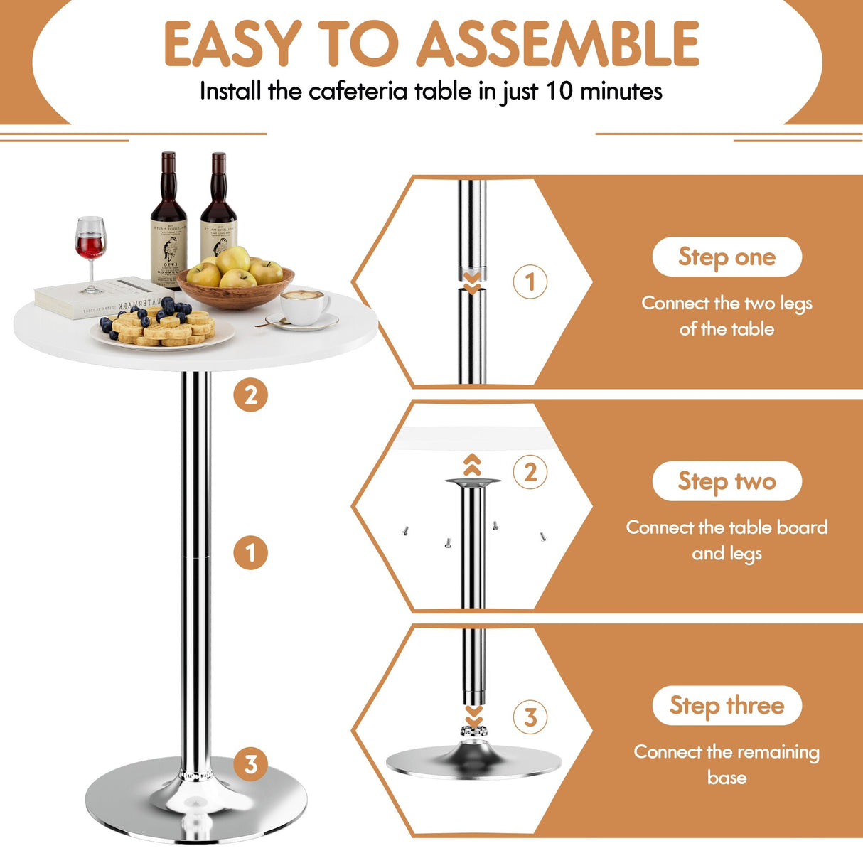 Homall Bistro Pub Table Round Bar Height Cocktail Table Metal Base MDF Top Obsidian Table with Black Leg 23.8inch Top - N/A