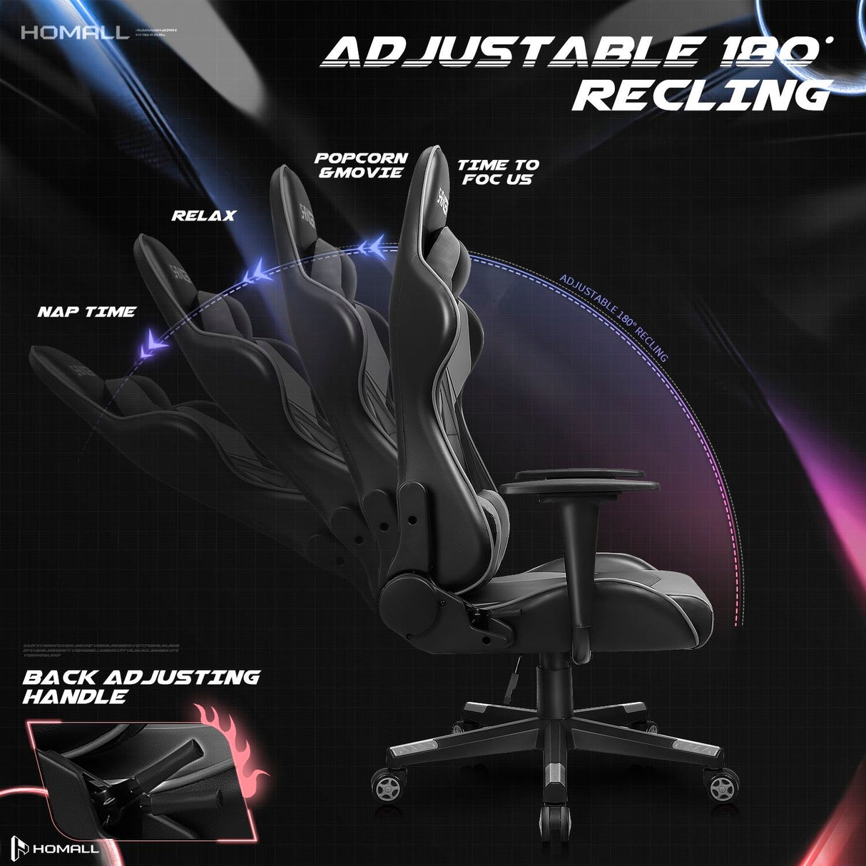 Homall Ergonomic Faux Leather Adjustable Swivel Office Gaming Chair