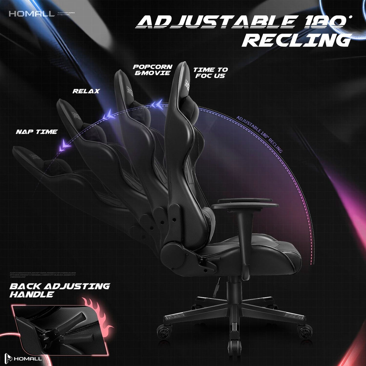 Homall Ergonomic Faux Leather Adjustable Swivel Office Gaming Chair