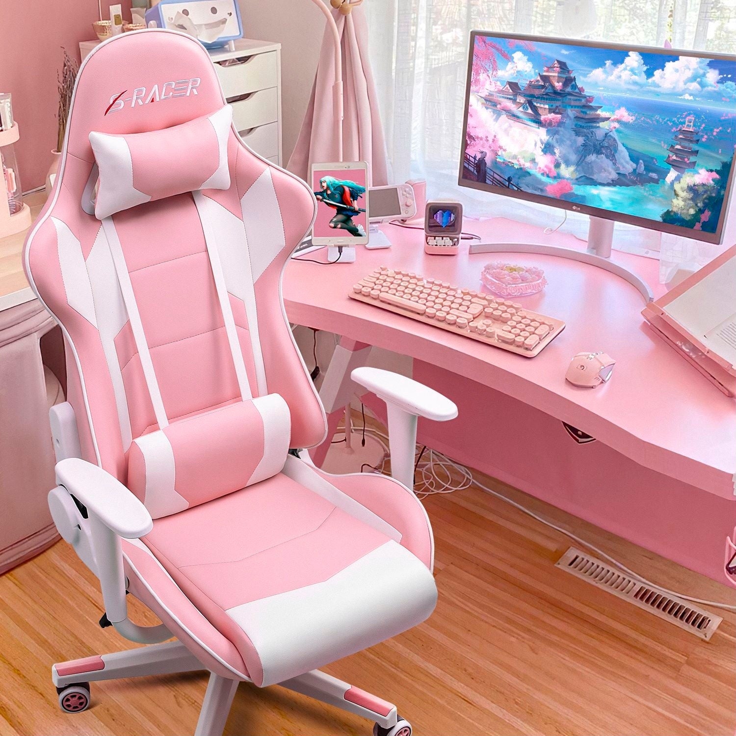 Homall gaming chair pink sales