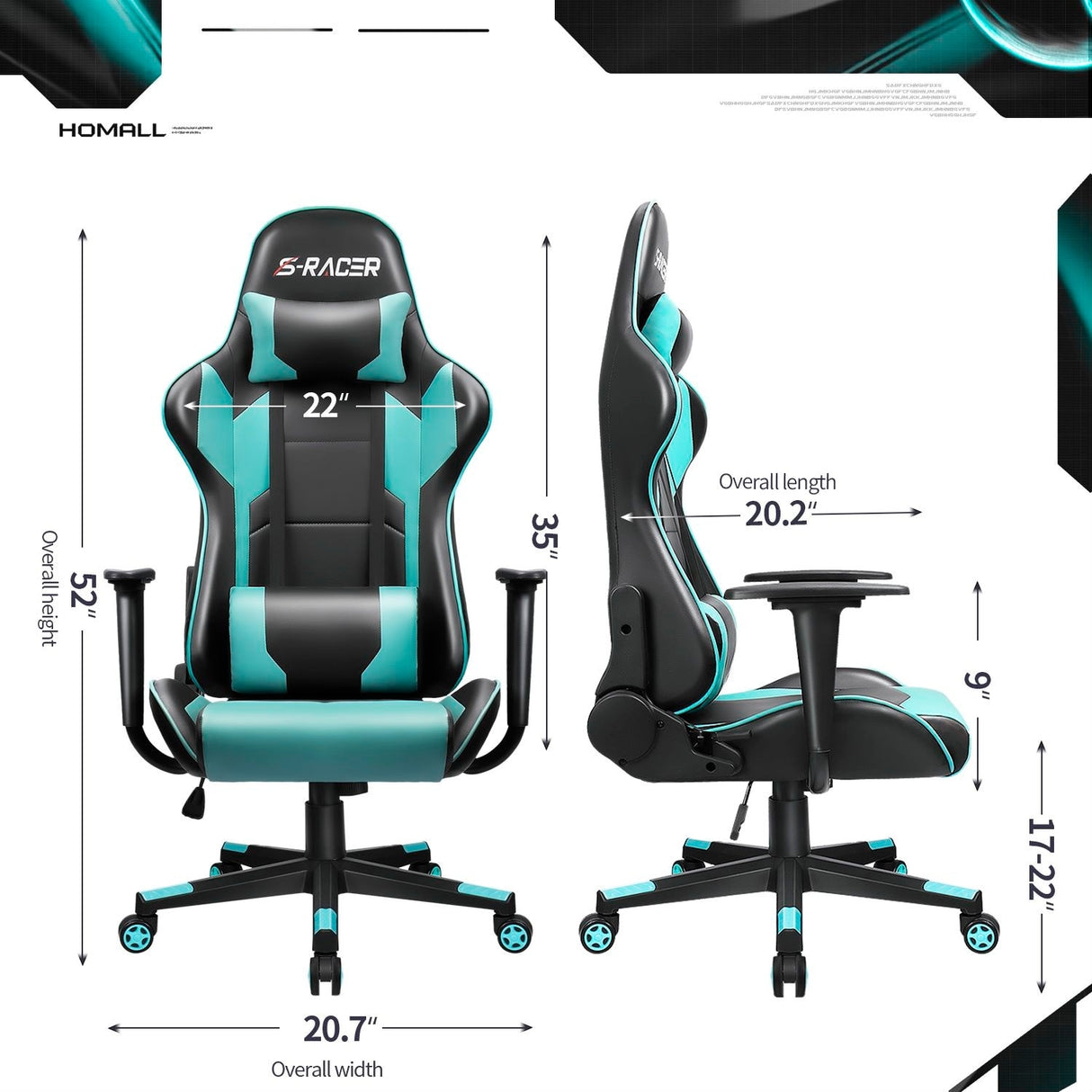 Homall Ergonomic Faux Leather Adjustable Swivel Office Gaming Chair