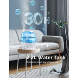 Homasy 2.2L Humidifiers with Blue Night Light, 28dB Quiet Humidifiers with 30 Working Hours, Waterless Auto-Off