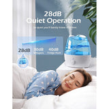 Homasy 2.2L Humidifiers with Blue Night Light, 28dB Quiet Humidifiers with 30 Working Hours, Waterless Auto-Off