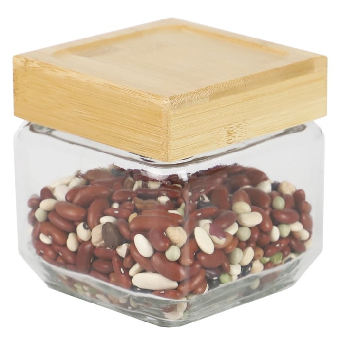 Home Basics 27 oz Square Glass Canister with Bamboo Lid