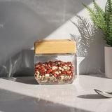 Home Basics 27 oz Square Glass Canister with Bamboo Lid