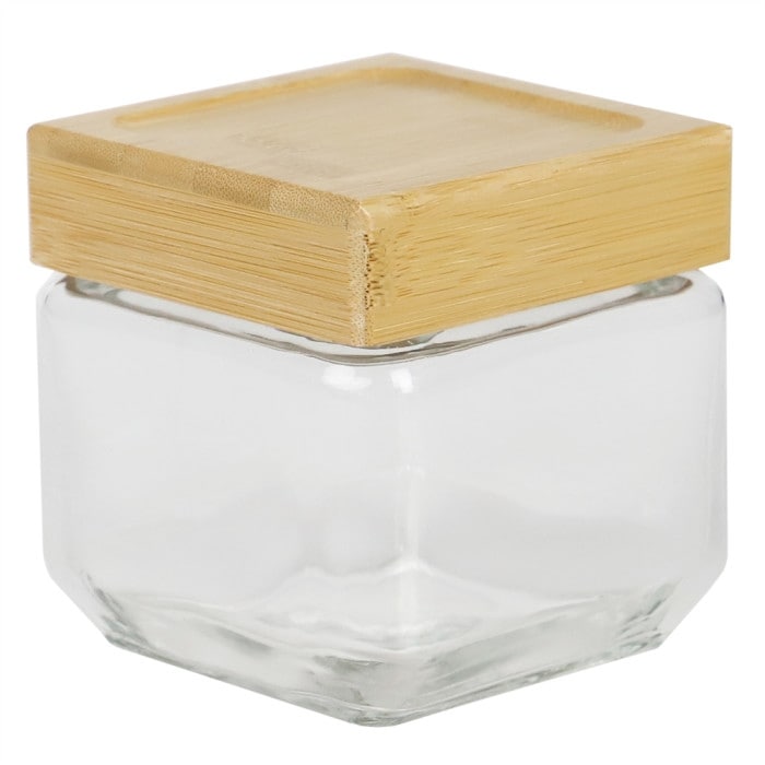 Home Basics 27 oz Square Glass Canister with Bamboo Lid