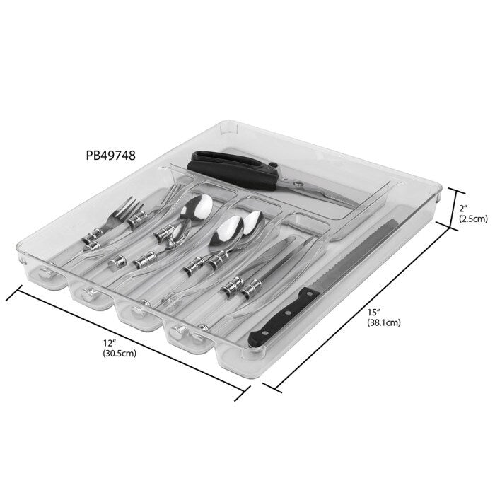 Home Basics Clear Plastic Drawer Organizer and Rubber Liner