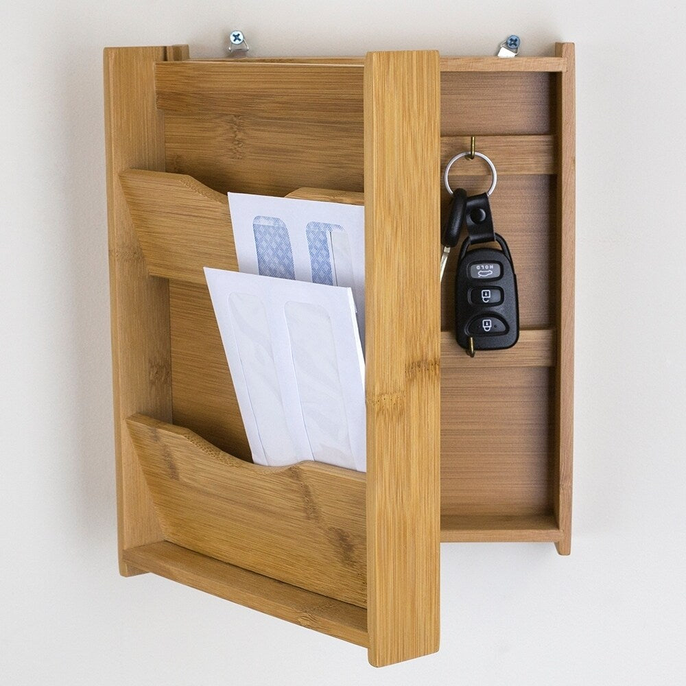 Home Basics Natural Bamboo Letter Rack and Key Box