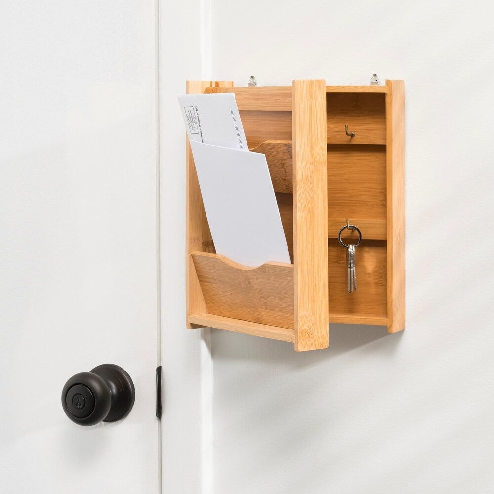 Home Basics Natural Bamboo Letter Rack and Key Box