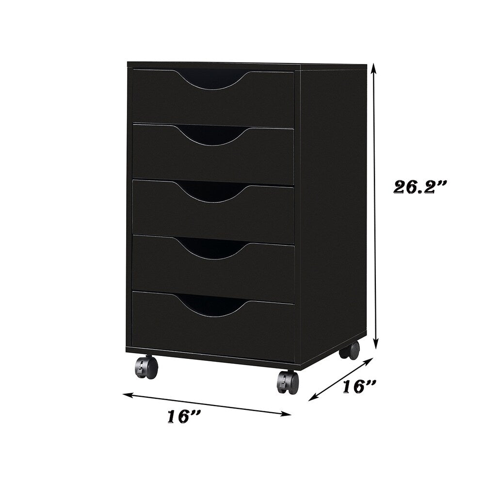 Home Office 5 Drawer Mobile Storage Cabinet with locking casters